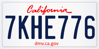 CA license plate 7KHE776