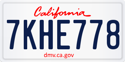 CA license plate 7KHE778