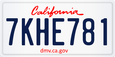 CA license plate 7KHE781