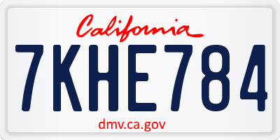 CA license plate 7KHE784