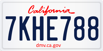 CA license plate 7KHE788