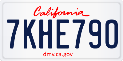 CA license plate 7KHE790