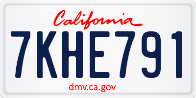 CA license plate 7KHE791
