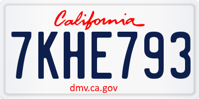 CA license plate 7KHE793