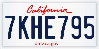 CA license plate 7KHE795