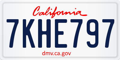 CA license plate 7KHE797