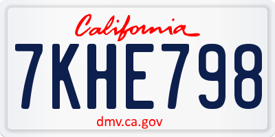CA license plate 7KHE798