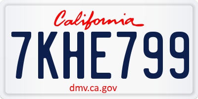 CA license plate 7KHE799