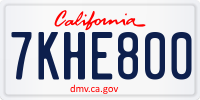CA license plate 7KHE800