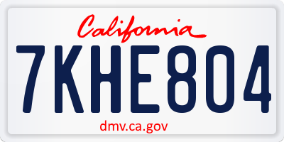 CA license plate 7KHE804