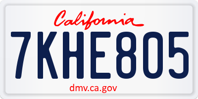 CA license plate 7KHE805