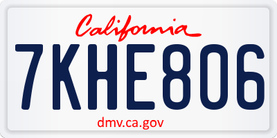 CA license plate 7KHE806