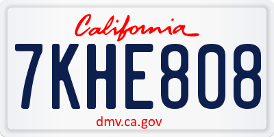 CA license plate 7KHE808
