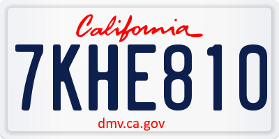 CA license plate 7KHE810
