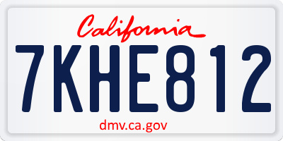 CA license plate 7KHE812