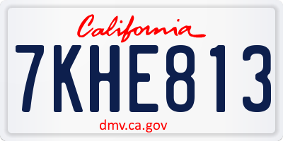 CA license plate 7KHE813