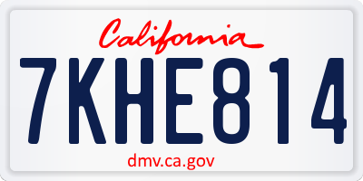 CA license plate 7KHE814