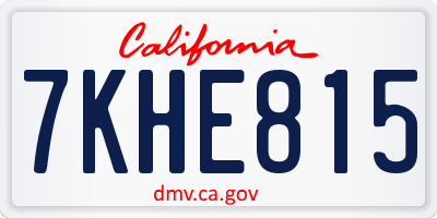 CA license plate 7KHE815