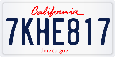 CA license plate 7KHE817