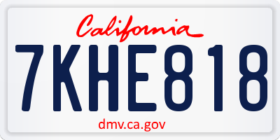 CA license plate 7KHE818