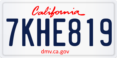 CA license plate 7KHE819