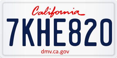 CA license plate 7KHE820