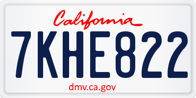 CA license plate 7KHE822