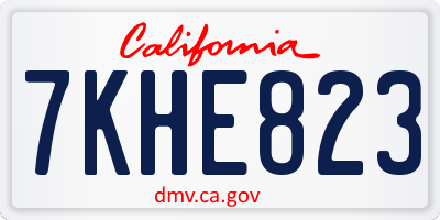 CA license plate 7KHE823