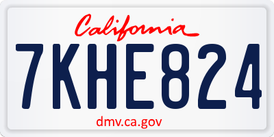 CA license plate 7KHE824