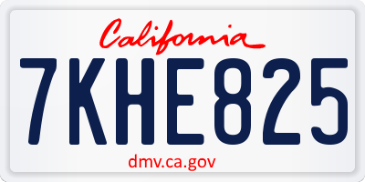 CA license plate 7KHE825