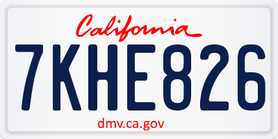 CA license plate 7KHE826