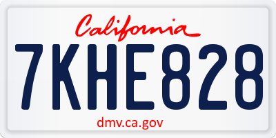 CA license plate 7KHE828