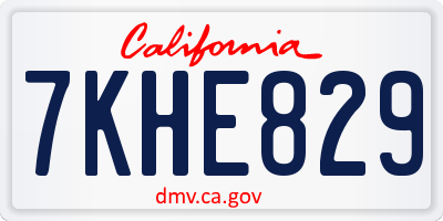 CA license plate 7KHE829