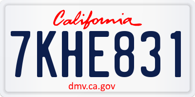 CA license plate 7KHE831
