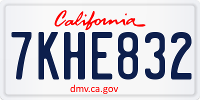 CA license plate 7KHE832