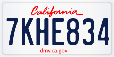 CA license plate 7KHE834
