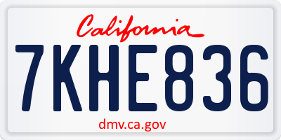 CA license plate 7KHE836