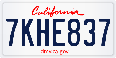 CA license plate 7KHE837