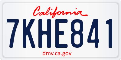 CA license plate 7KHE841
