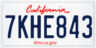 CA license plate 7KHE843