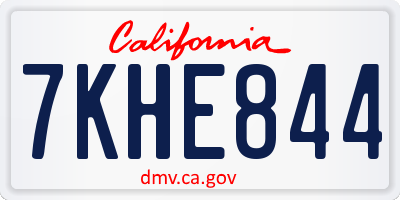 CA license plate 7KHE844