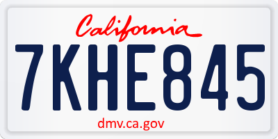 CA license plate 7KHE845