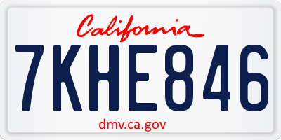 CA license plate 7KHE846