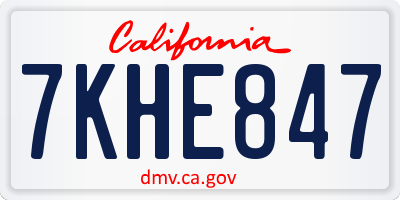 CA license plate 7KHE847