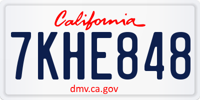 CA license plate 7KHE848