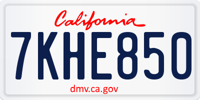 CA license plate 7KHE850