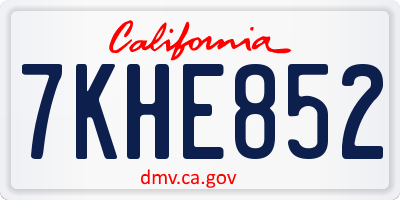 CA license plate 7KHE852
