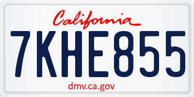 CA license plate 7KHE855