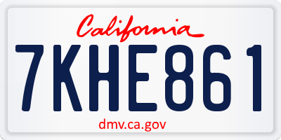 CA license plate 7KHE861