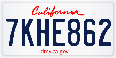 CA license plate 7KHE862